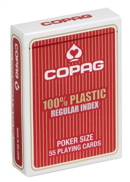 Karty Poker 100, Plastik PKJ. Talia czerwona, duży index w 2 rogach