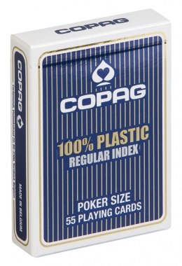 Karty Poker 100, Plastik PKJ. Talia niebieska, duży index w 2 rogach