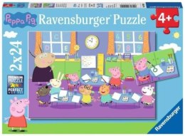 Puzzle 2x24elementy Świnka Peppa i cała klasa