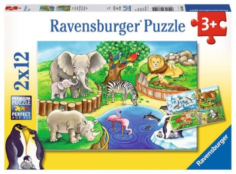 Puzzle 2x12 elementów Zwierzęta w zoo