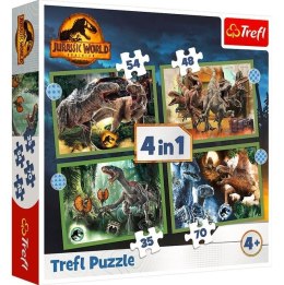 Puzzle 4w1 Groźne dinozaury Jurassic World