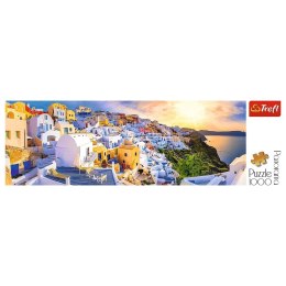 Puzzle 1000 elementów Panorama Zachód słońca na Santorini, Grecja