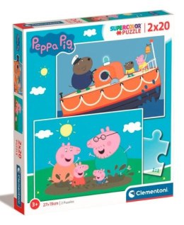 Puzzle 2x20 elementów Super Kolor Świnka Peppa