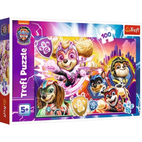 Puzzle 100 elementów Poznaj Mighty Pups Psi Patrol Paw Patrol